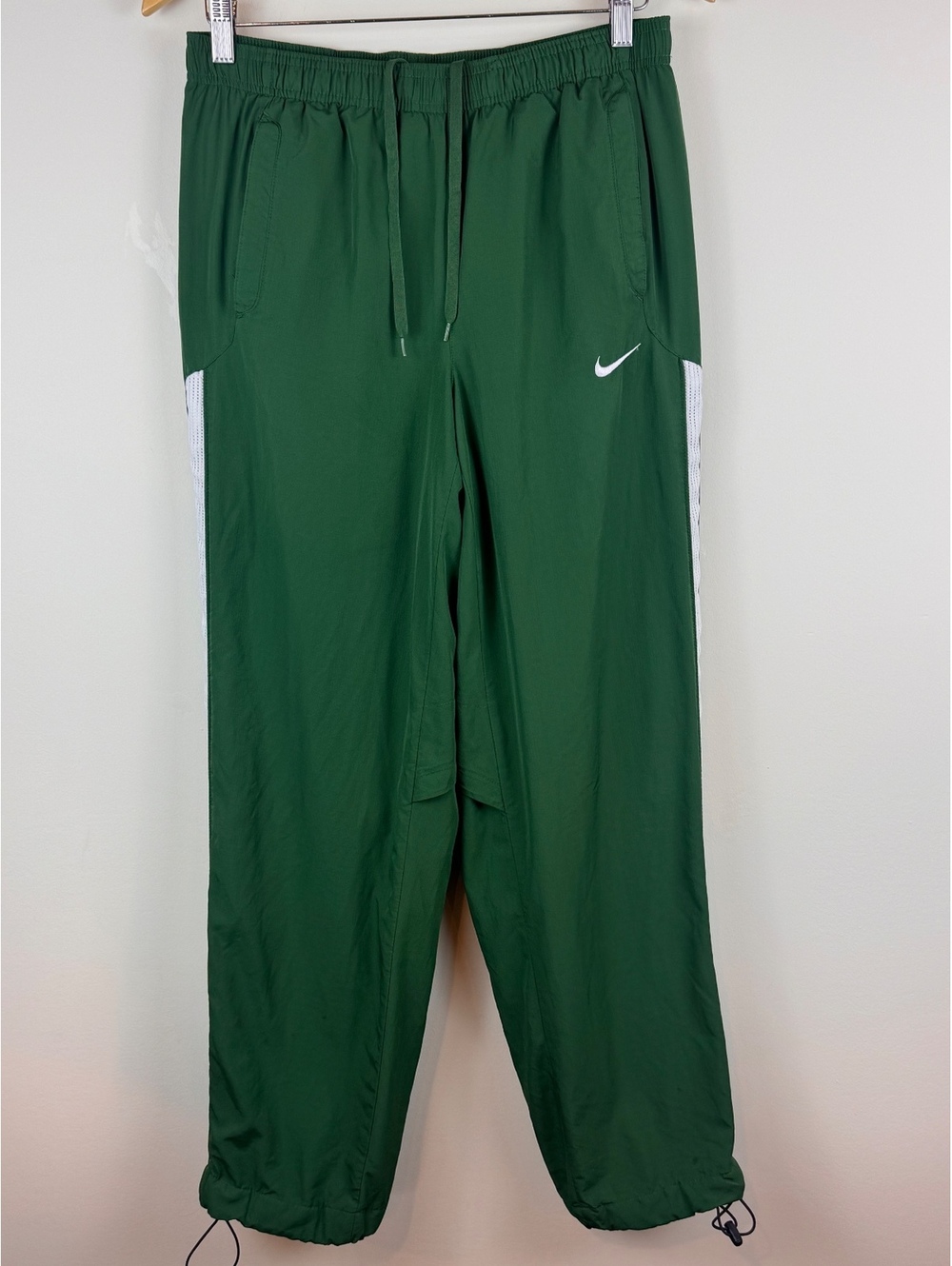 Nike Green White Mesh Panel Track Pants Windbreaker Joggers Size S Y2K